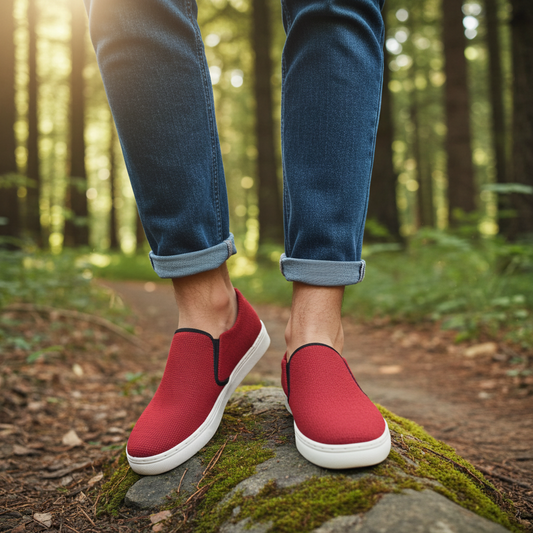 Organic Hemp Slip-On Sneakers (Rustic Red) | Vegan & Unisex