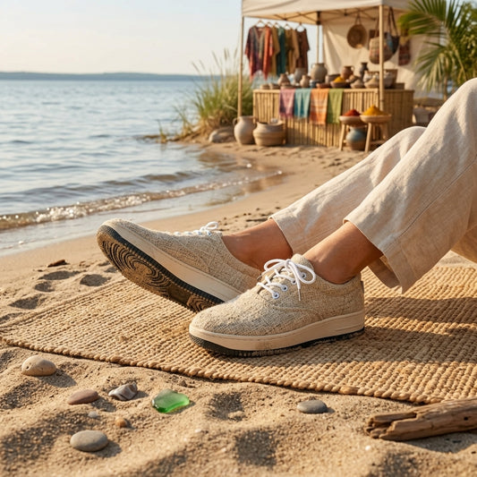 Sustainable Hemp Canvas Sneakers: Vegan, Unisex, Handmade in Nepal, Eco - Friendly Footwear breathable_organic