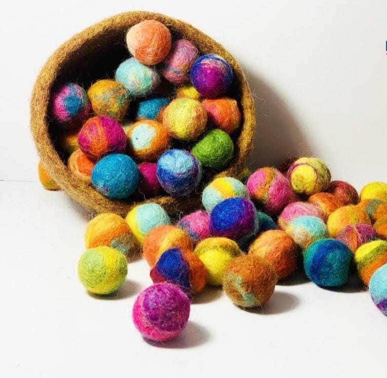 Felt Craft Balls: Marble Effect Wool - Soft, Colorful, Handmade Colorful_Craft_Balls