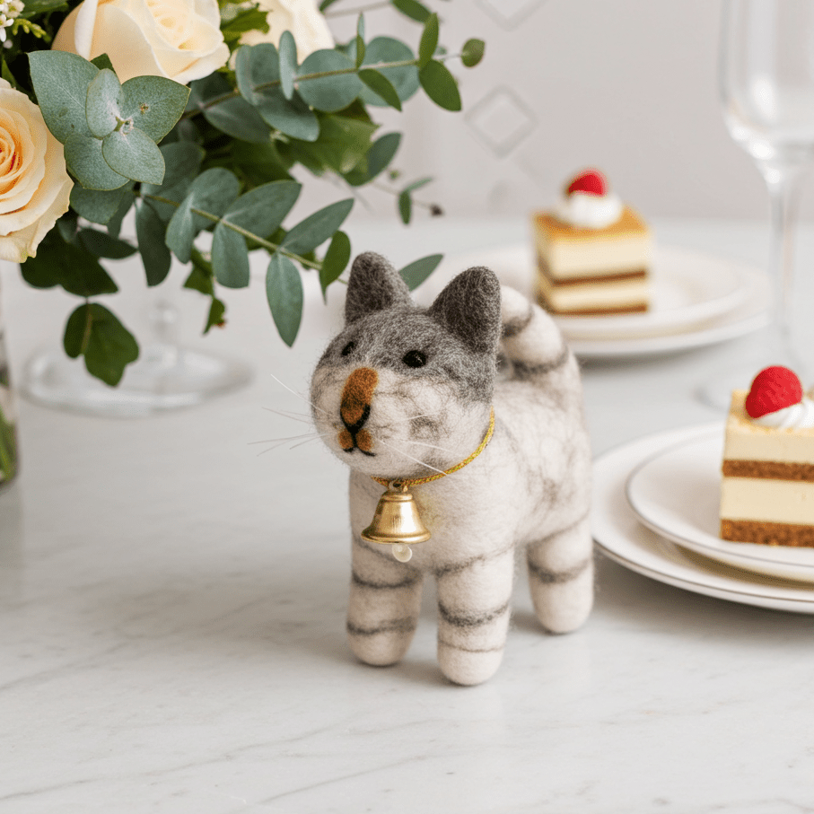 Handmade wool felt tabby cat ornament Christmas Ornament namaste artisans