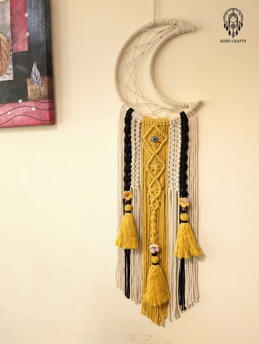 Handmade Moon Dreamcatcher | Macramé Wall Hanging | Boho Home Décor with Tassels Boho_Chic_Wall_Art
