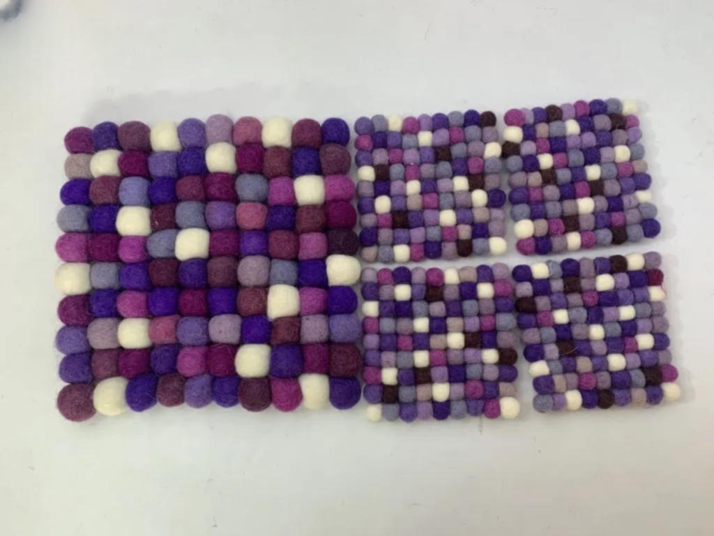 Wool Felt Coaster Set: Plum Violet Shades - Handmade in Nepal coasters_set