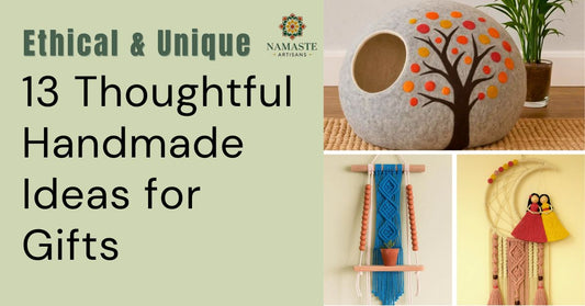 Curated collection of thoughtful handmade gifts including wool felt decor and hemp products from Nepal artisans