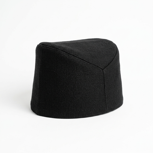 Bhatgaule Topi with Khukuri Cross Pin – Nepali Black Cap Set