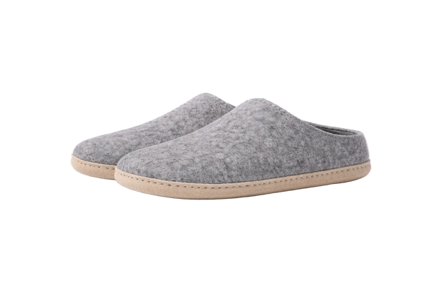 Handmade Wool Felt Slippers | Grey, Beige & Natural | Unisex House Shoes | 100% NZ Wool | Namaste Artisans