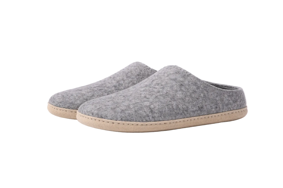 Wool Felt Slippers – Handmade 100% NZ Wool Unisex House Shoes | Neutral Tones