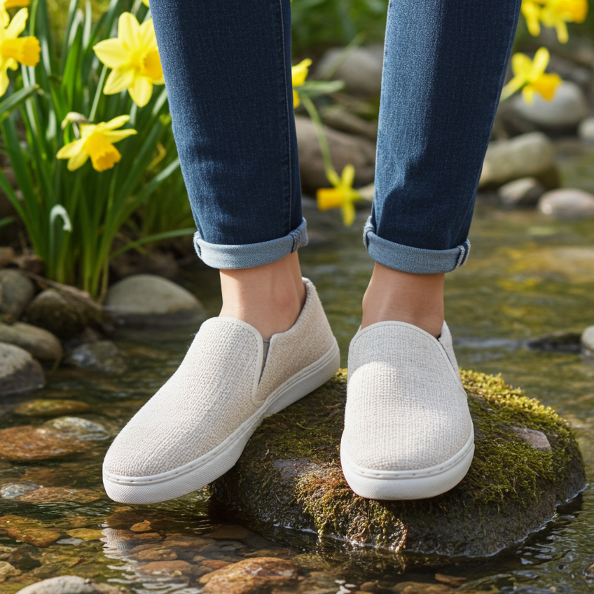 Organic Hemp Slip-On Sneakers (Natural Beige) | Chemical-Free Footwear