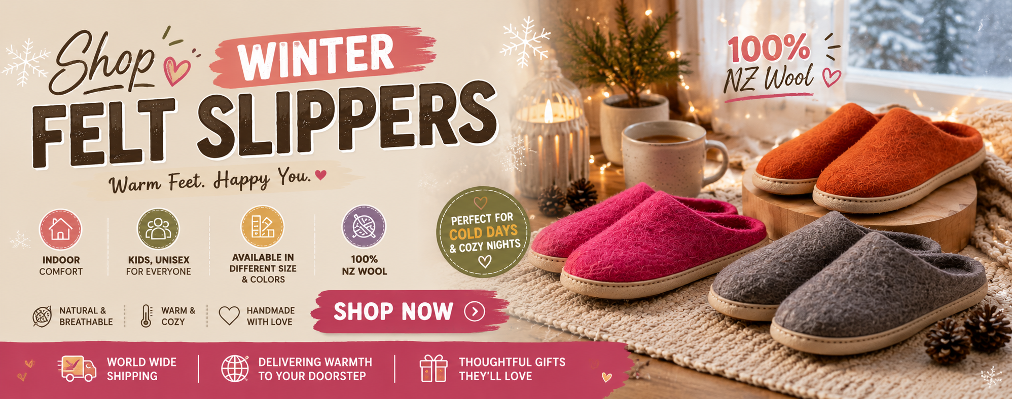winter eco-friendly felt slippers in Australia 