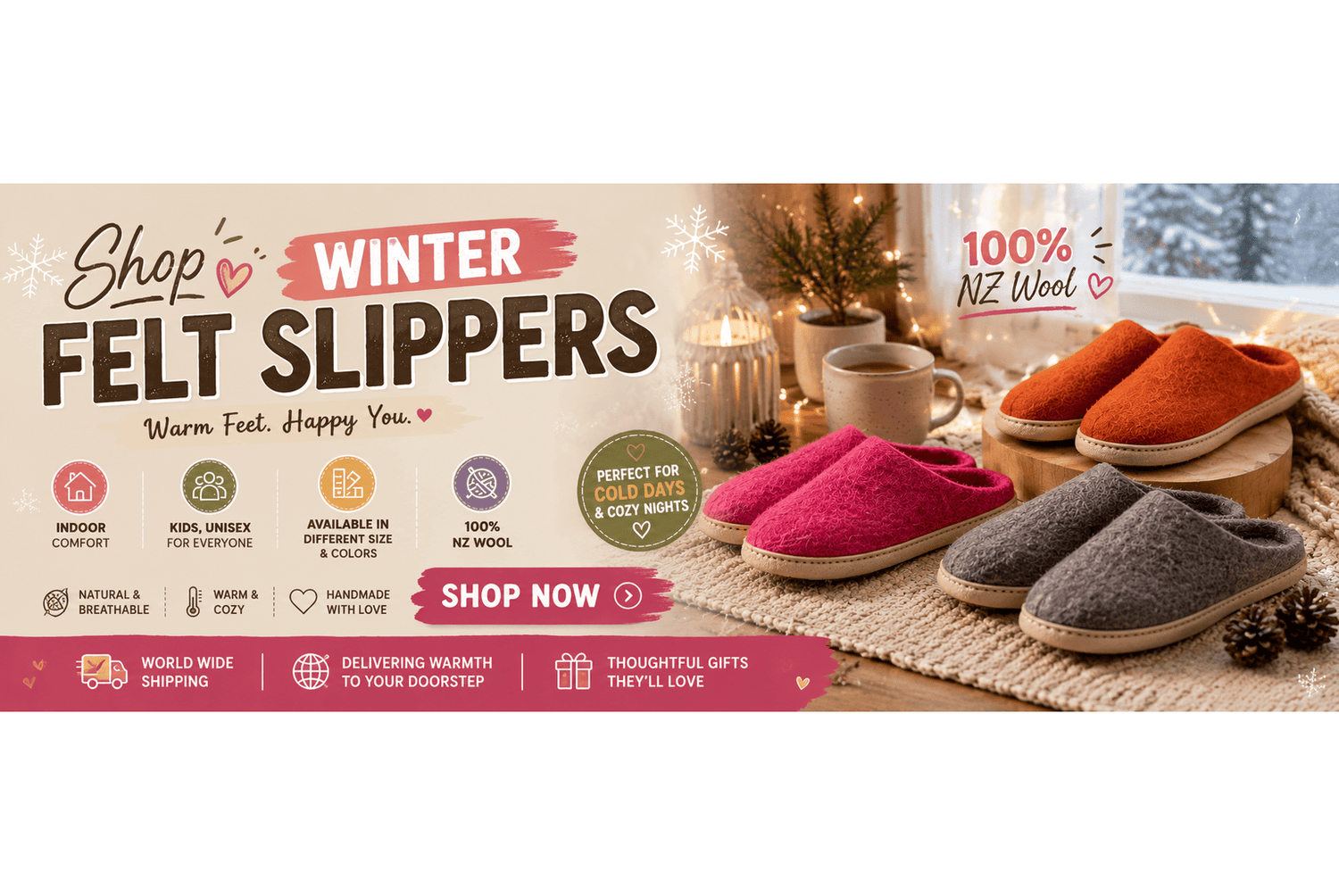winter eco-friendly felt slippers in Australia 