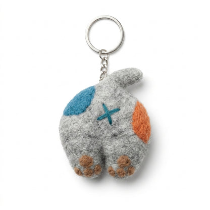 Funny handmade cat back keychain gift for cat lovers accents on a white background