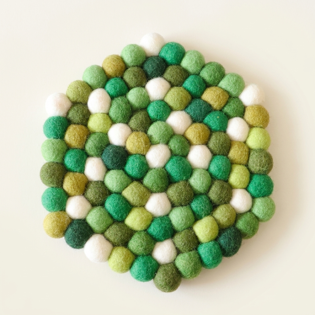 Forest Green Wool Felt Trivet Heat Mat – Handmade Pot Mat
