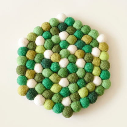 Forest Green Wool Felt Trivet Heat Mat – Handmade Pot Mat