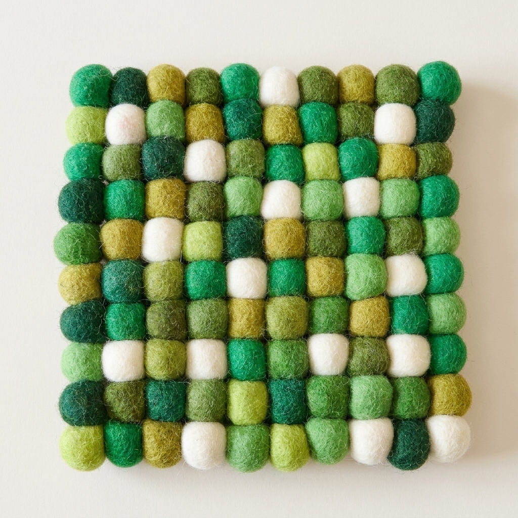 Forest Green Wool Felt Trivet Heat Mat – Handmade Pot Mat