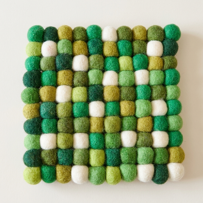 Forest Green Wool Felt Trivet Heat Mat – Handmade Pot Mat