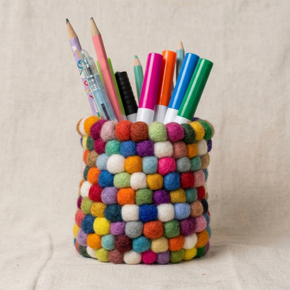 Handmade Wool Felt Ball Pen Holder