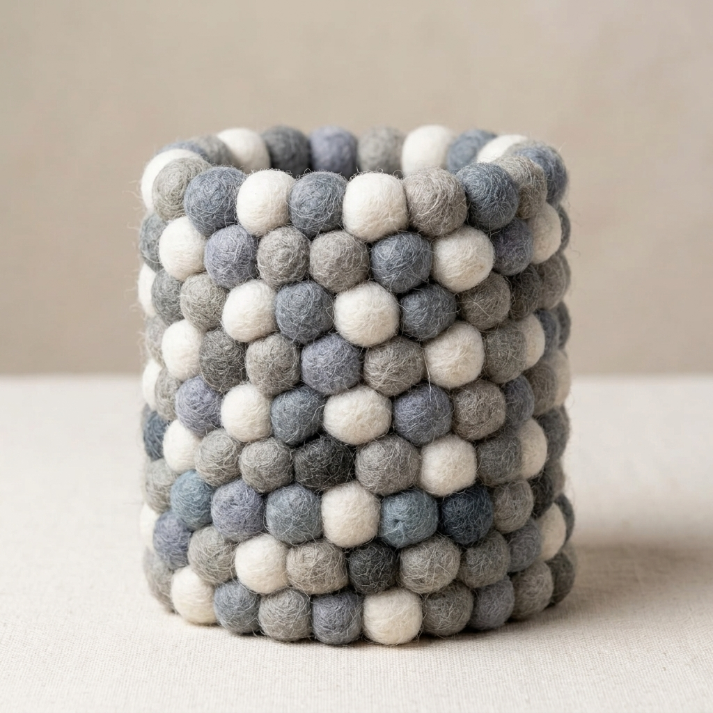 Handmade Wool Felt Ball Pen Holder