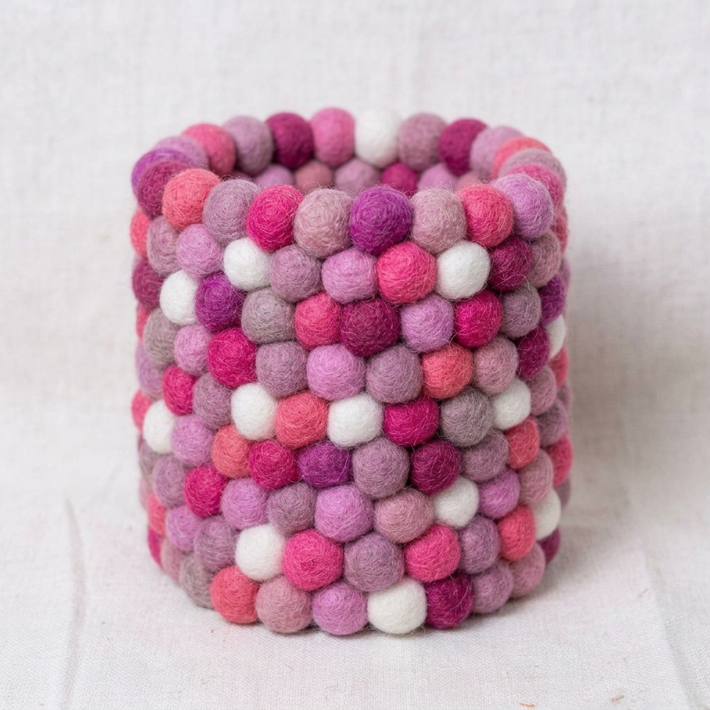 Handmade Wool Felt Ball Pen Holder
