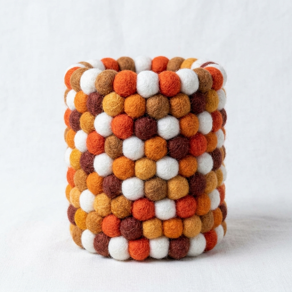 Handmade Wool Felt Ball Pen Holder