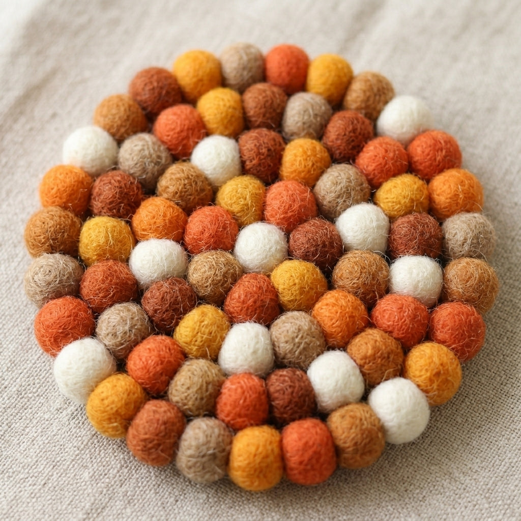 Namaste Artisans Handcrafted Round Wool Felt Coasters - Set of 4