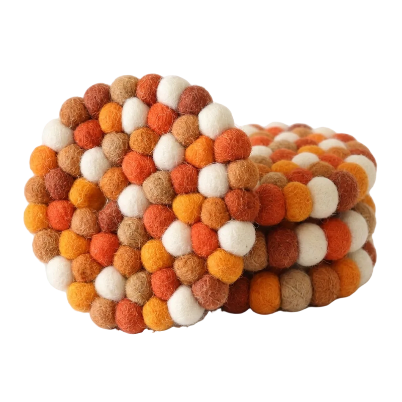 Zitrusfrische Orange-Untersetzer aus Wollfilz – 4er-Set
