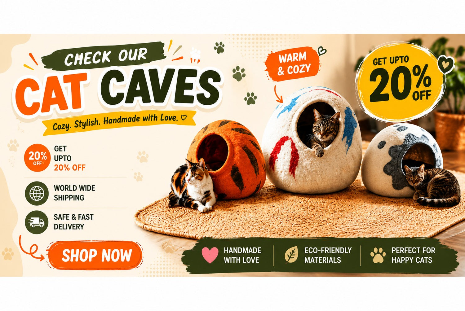 felt eco-friendly cat houses