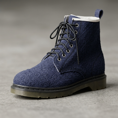 Blue Hemp Hiking Boots – Vegan Ankle High Hemp Boots