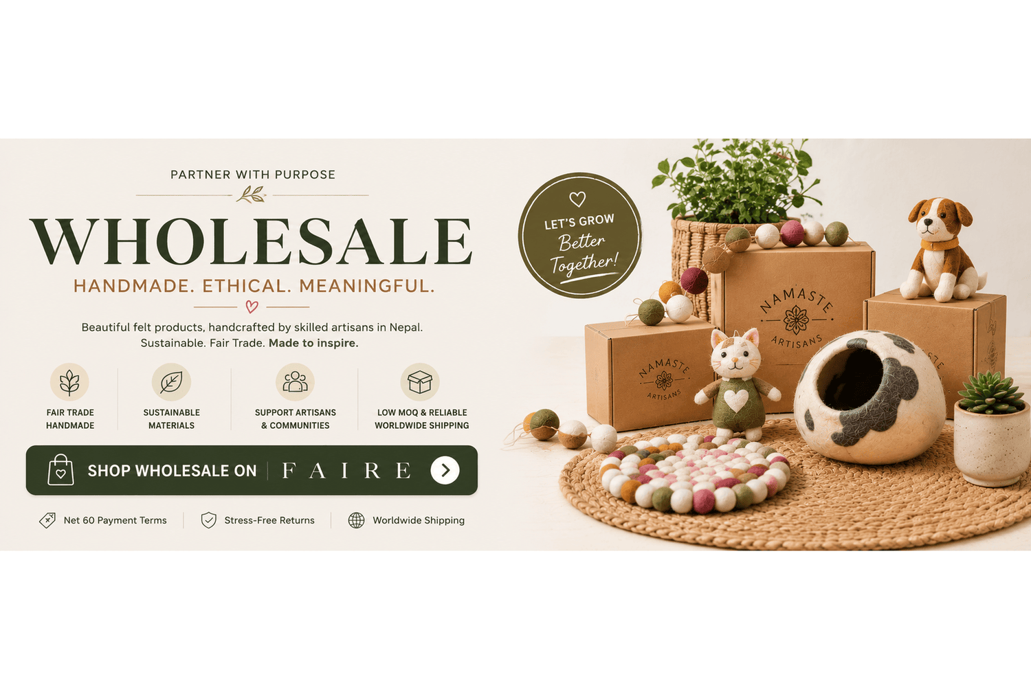 wholesale felt and hemp products by skilled artisans in nepal