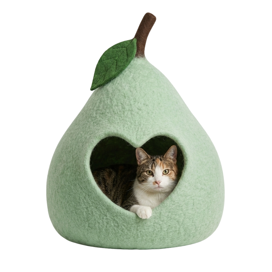 Pear Shaped Wool Cat Cave Bed