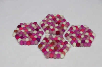 Berry Pop Wool Felt Coasters - Cozy Bright Shapes for Tables coaster_set