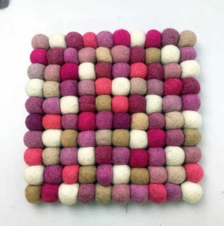 Berry Pop Wool Felt Coasters - Cozy Bright Shapes for Tables coaster_set