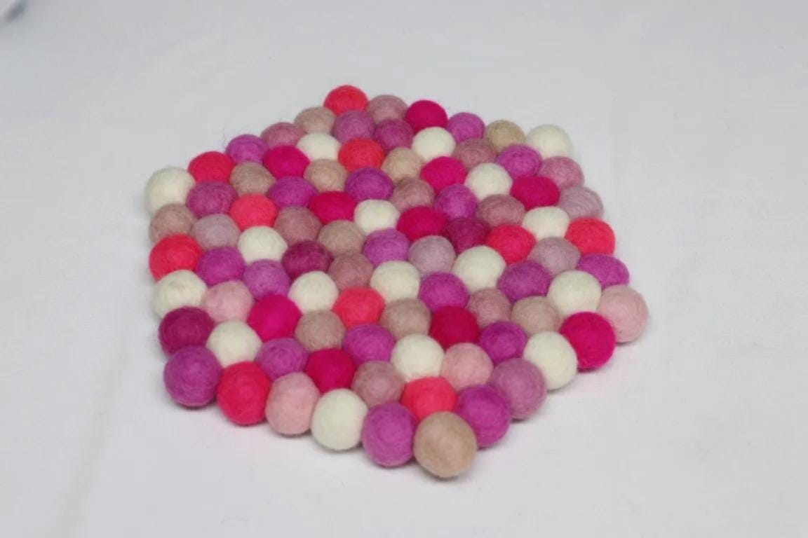 Berry Pop Wool Felt Coasters - Cozy Bright Shapes for Tables coaster_set