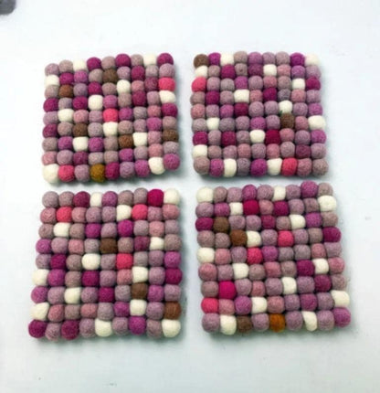 Berry Pop Wool Felt Coasters - Cozy Bright Shapes for Tables coaster_set