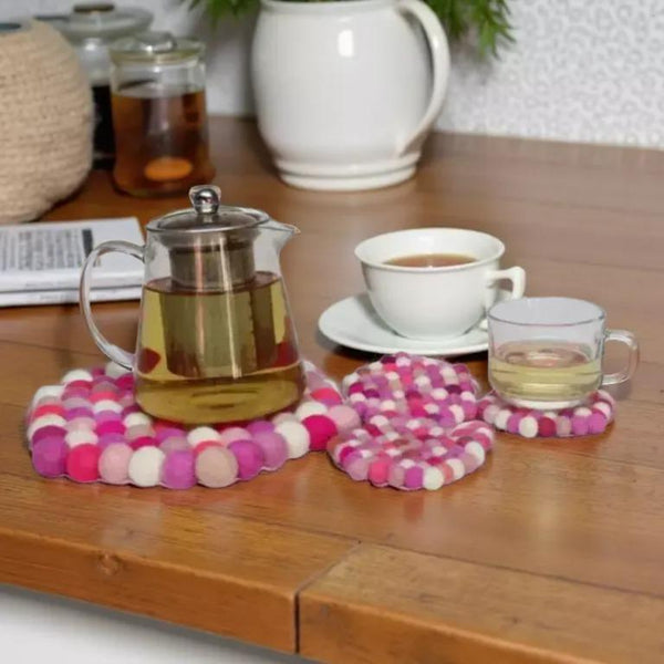 Berry Pop Wool Felt Trivet: Round, Square, or Hex Shapes cozy_cabin