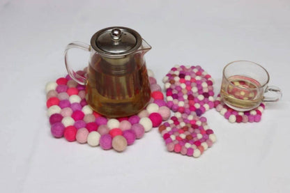 Berry Pop Wool Felt Trivet: Round, Square, or Hex Shapes cozy_cabin