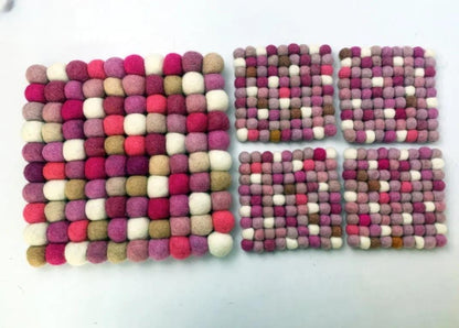 Berry Pop Wool Felt Trivet: Round, Square, or Hex Shapes cozy_cabin