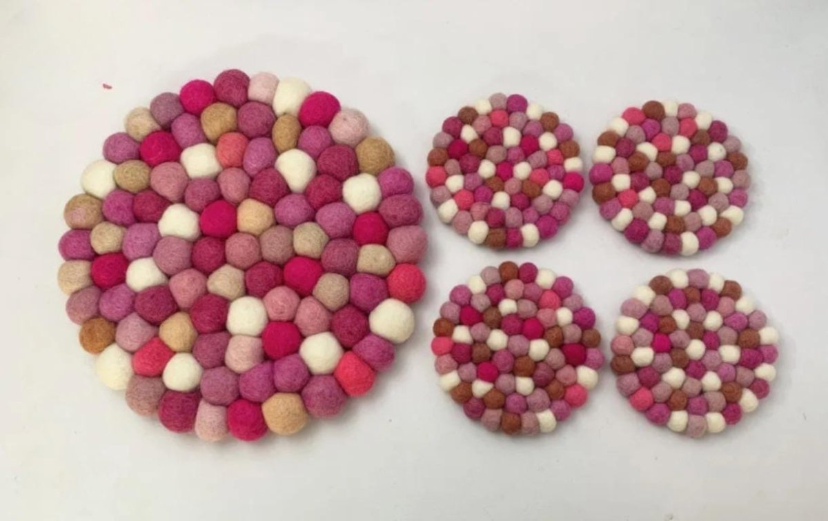 Berry Pop Wool Felt Trivet: Round, Square, or Hex Shapes cozy_cabin