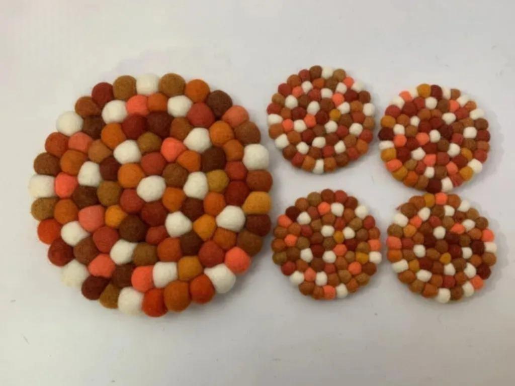 Citrus Burst Wool Felt Coaster Set – Round/Square coaster_set