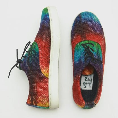 Colorful Rasta Hemp Sneakers: Handmade Tie - Dye Vegan Footwear for Eco - Conscious Festival - Goers Comfort_Travel_Shoes