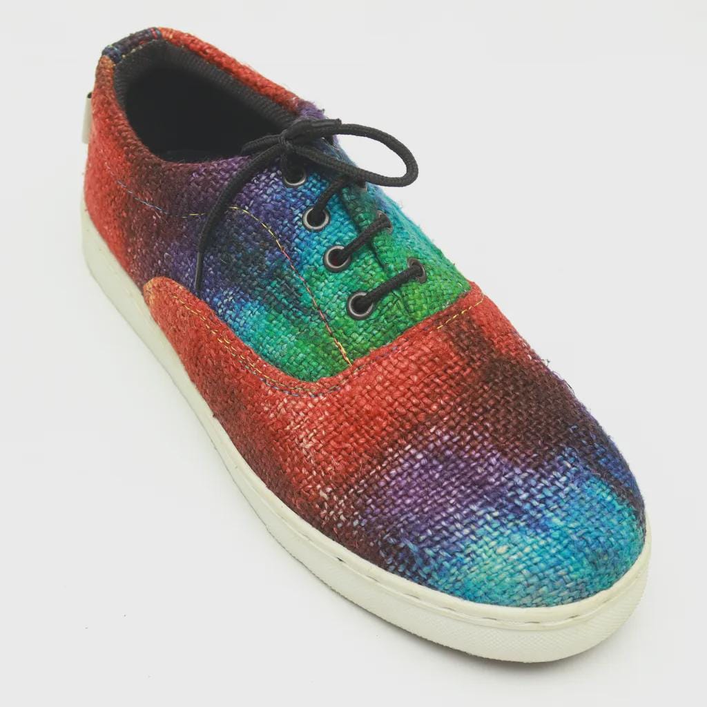 Colorful Rasta Hemp Sneakers: Handmade Tie - Dye Vegan Footwear for Eco - Conscious Festival - Goers Comfort_Travel_Shoes