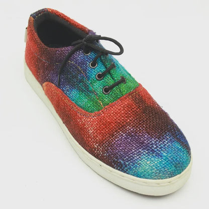 Colorful Rasta Hemp Sneakers: Handmade Tie - Dye Vegan Footwear for Eco - Conscious Festival - Goers Comfort_Travel_Shoes