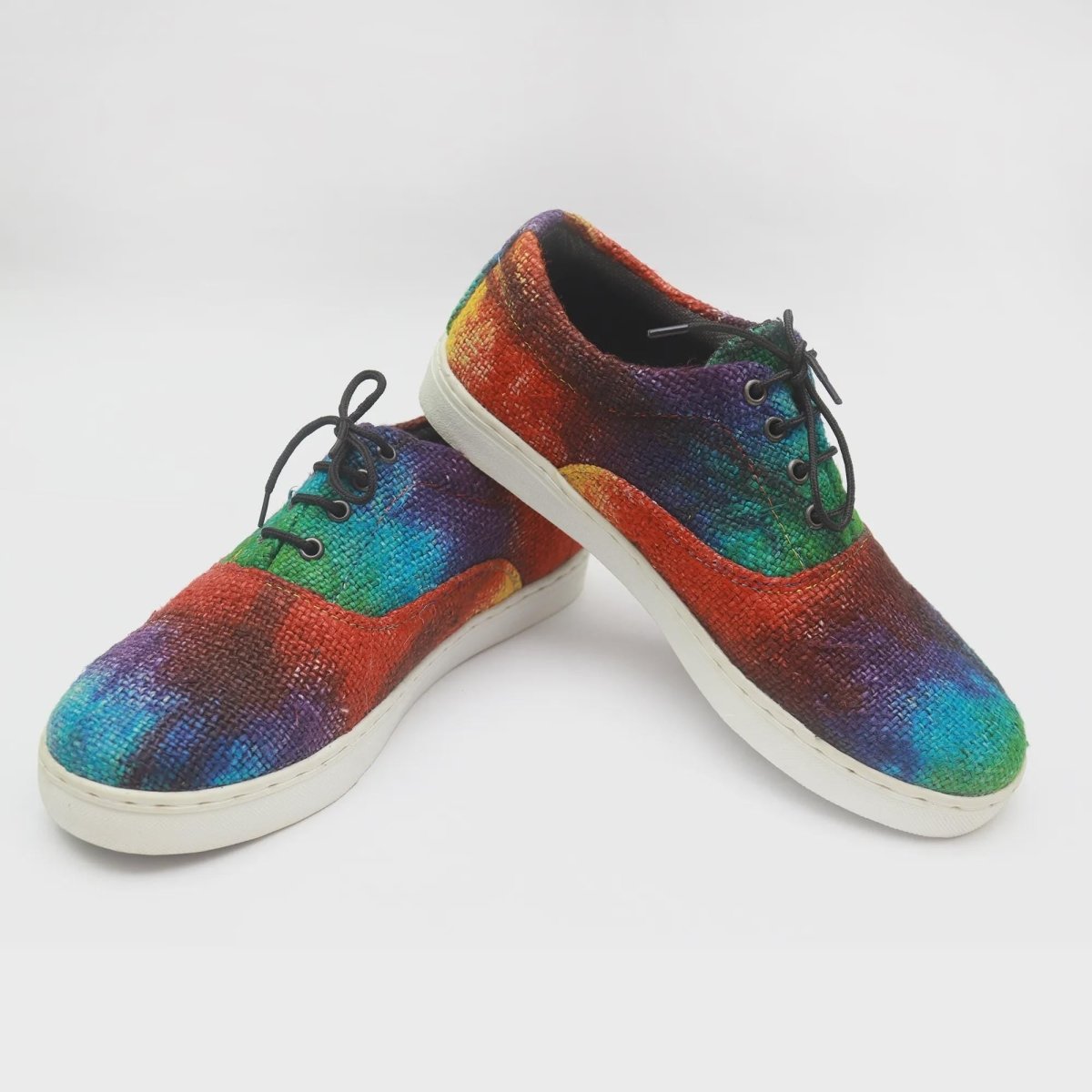 Colorful Rasta Hemp Sneakers: Handmade Tie - Dye Vegan Footwear for Eco - Conscious Festival - Goers Comfort_Travel_Shoes