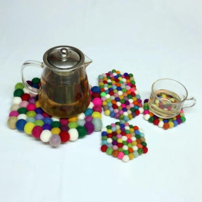 Confetti Wool Felt Coaster Set: Round, Square, or Hex Shapes drink_coasters