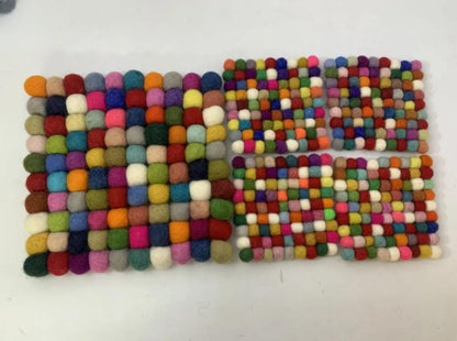 Confetti Wool Felt Coaster Set: Round, Square, or Hex Shapes drink_coasters