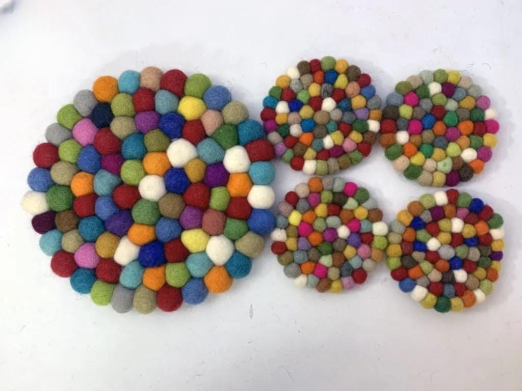 Confetti Wool Felt Coaster Set: Round, Square, or Hex Shapes drink_coasters