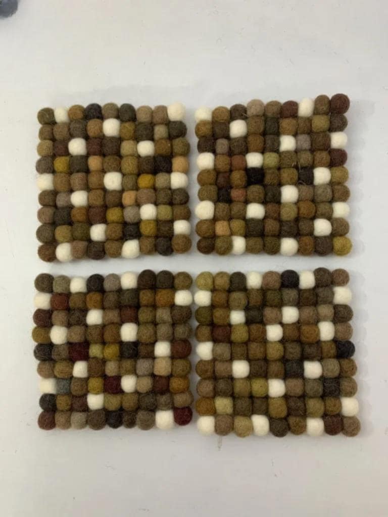Earth Tone Wool Felt Coasters: Round, Square, or Hex Sets coasters_set