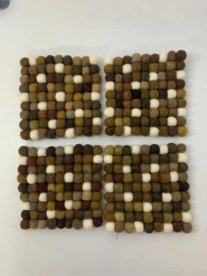 Earth Tone Wool Felt Coasters: Round, Square, or Hex Sets coasters_set