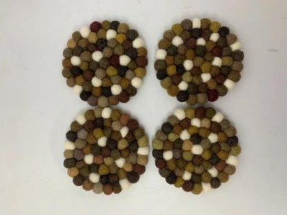 Earth Tone Wool Felt Coasters: Round, Square, or Hex Sets coasters_set