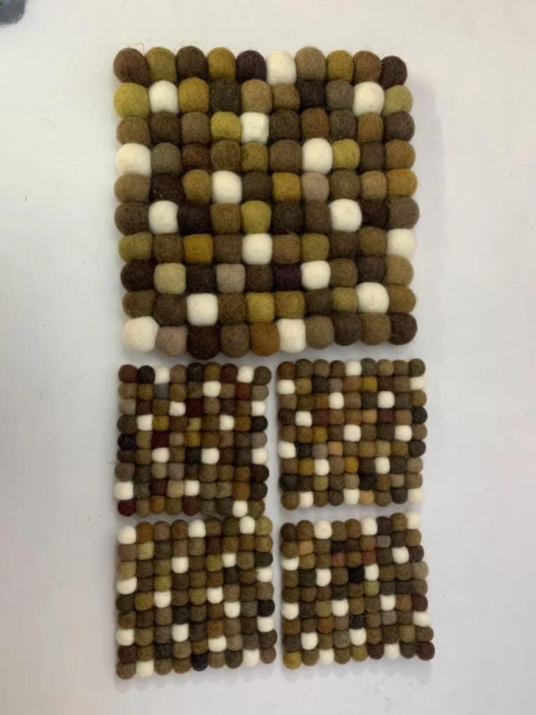 Earth Tone Wool Felt Coasters: Round, Square, or Hex Sets coasters_set