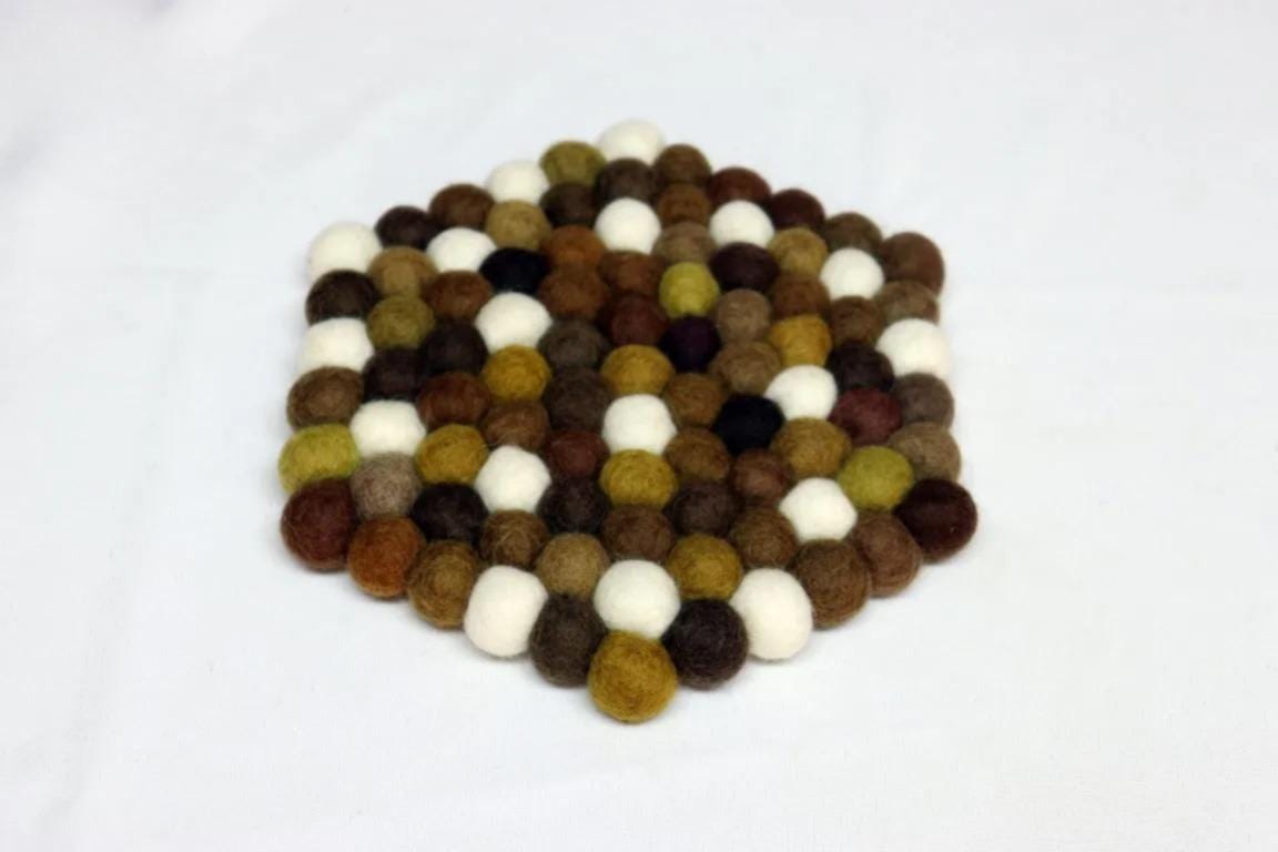 Earth Tone Wool Felt Coasters: Round, Square, or Hex Sets coasters_set