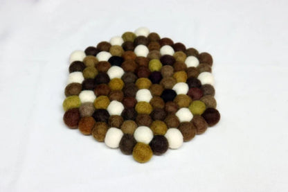 Earth Tone Wool Felt Coasters: Round, Square, or Hex Sets coasters_set